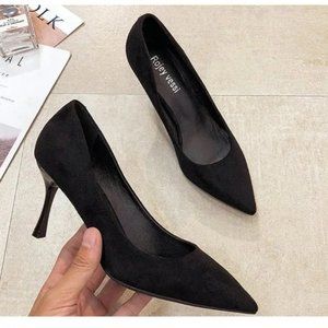 New sexy fluffy fine heel shallow heel high heel shoes